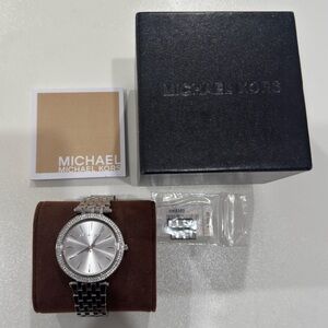 Michael Kors Silver Watch with Crystal Diamonds